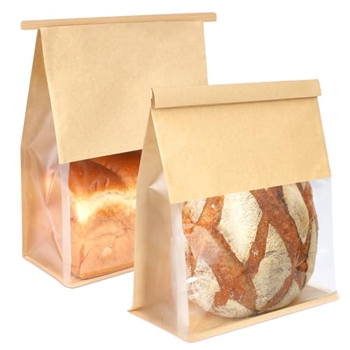 50 Pcs Bread Bags with Tabs for Homemade Sourdough Bread, 8.7"x4.3"x11" - size: Large