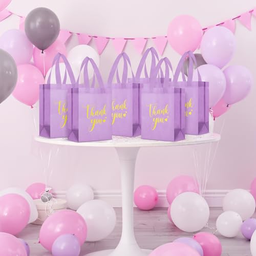 Sweetude 30 Thank You Non Woven Gift Bag, 10 x 8 x 4 Inch, Purple - color: Purple, size: 10 X 8 X 4 Inch