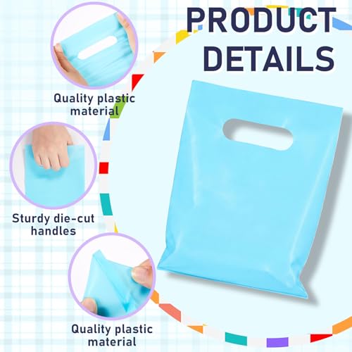 Maitys Turquoise 300 Pcs Small Plastic Bags with Handles 5x7 for Business - color: Turquoise