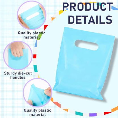 Maitys Turquoise 300 Pcs Small Plastic Bags with Handles 5x7 for Business - color: Turquoise