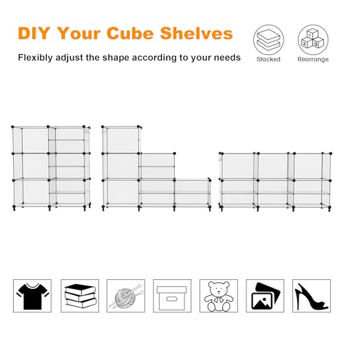 AWTATOS 6 Cube Closet Organizer Storage Shelves, Translucent - color: Translucent