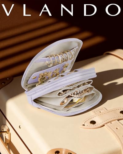 VLANDO 2-Layer Jewelry Organizer for Travel,Rings,Earrings,Necklaces - color: Mist Purple