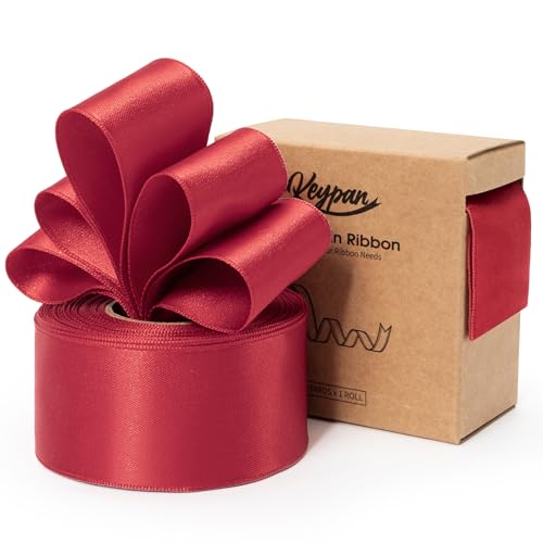 Keypan Red Satin Ribbon Double-Faced Wired 1-1/2 Inch x 10 Yards - color: Red, size: 1-1/2"