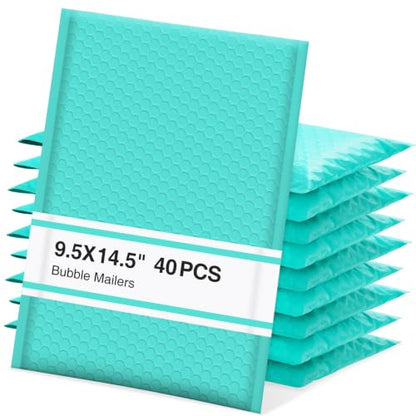 UCGOU Bubble Mailers 9.5x14.5" 40 Pack Usable Size 9.5x13.5" Teal Padded - color: Teal, size: 9.5x14.5" 40PC