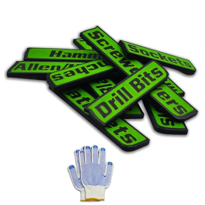 12 Pack Magnetic Tool Box Labels, Toolbox Magnets for Organization - color: Green