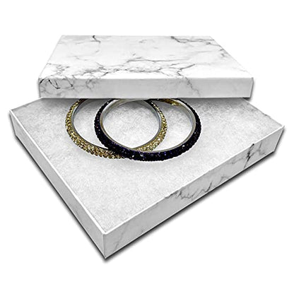 TheDisplayGuys 25 Cardboard Gift Jewelry Boxes w/Paddings #65-6.0x5.0x1 - color: Marble White