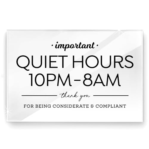Reilly Originals 4x6 Inches, Quiet Hours Designer Sign ~ Ready to Stick ~ Premium Finish, Durable (1) (White) - color: White
