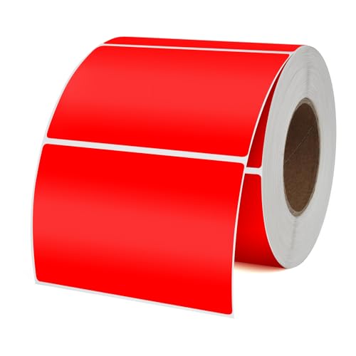 YIKAIDA Red Stickers 2 × 3 Inch Rectangle Removable Vinyl Labels 500 PCS - color: Red