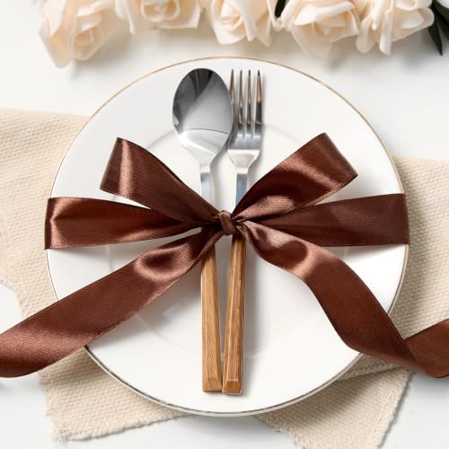 Brown Satin Ribbon 1 Inch x 100 Yards - color: Brown