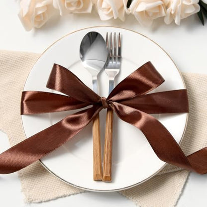Brown Satin Ribbon 1 Inch x 100 Yards - color: Brown