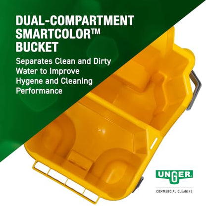 UNGER Commercial Yellow Dual-Compartment Mop Bucket with Wringer COMBY