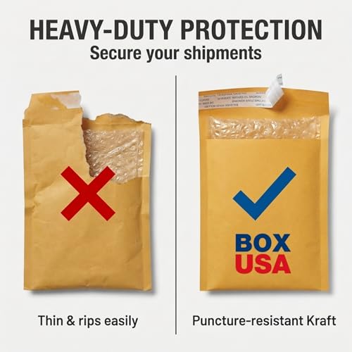 BOX USA 7 1/4 x 12" Kraft Bubble Mailers (100-Pack) - Brown Padded Envelopes, Self-Seal Shipping Bags for Business, Heavy Duty Cushioned Mailing Envelopes for Packaging and Shipping - size: 7-1/4x12" (100-Pack)