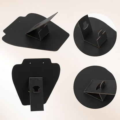 16 Pcs Black Velvet Necklace Display Stand Set, Foldable Jewelry Easel Mannequin Bust Holder for Selling and Shows, Store Home Organizer, 7.38 x 8.25 Inches