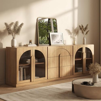 BELLEZE Bijou 3-Piece Modular Sideboard Buffet Cabinet - Camel - color: Bijou Camel Aac