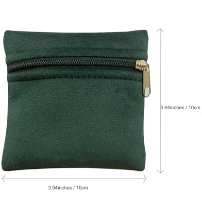8pcs Small Velvet Jewelry Pouches with Zipper Gift Bags for Bracelet Necklace,Ring,Earrings,Earphone,Wedding Favors, Party Favors,Travel,3.94" X 3.94" (Green) - color: Green