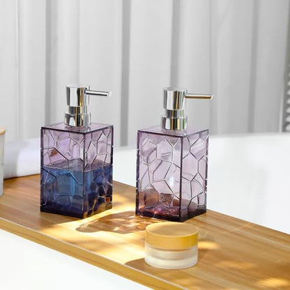 Acrylic Pump Bottle Refillable Lotion Soap Dispenser 10oz 2 Pack Purple - color: Clear Purple, size: 2 Pack