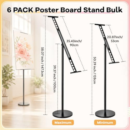 Feifeiya 6 Pack Adjustable Sign Holder Bulk Floor Poster Board Stand