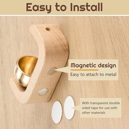Zonon 4 Pcs Magnetic Wooden Doorbell Chime, Nature Beech and White - color: Nature Beech and White