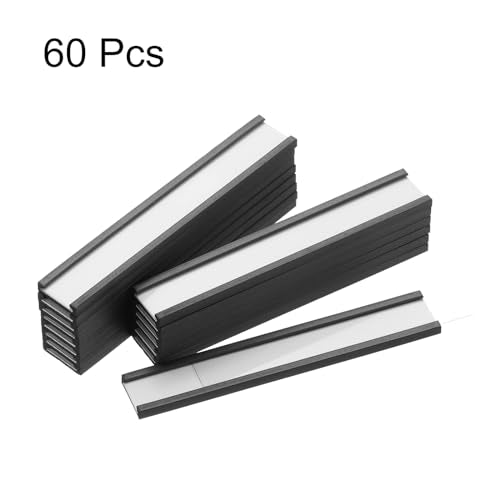 MECCANIXITY Label Holders 3" x 1" C Channel Rubber Magnetic for Metal Shelves Organize, Office File Cabinets Pack of 60 - size: 3" x 1"