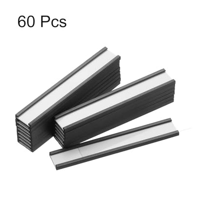 MECCANIXITY Label Holders 3" x 1" C Channel Rubber Magnetic for Metal Shelves Organize, Office File Cabinets Pack of 60 - size: 3" x 1"