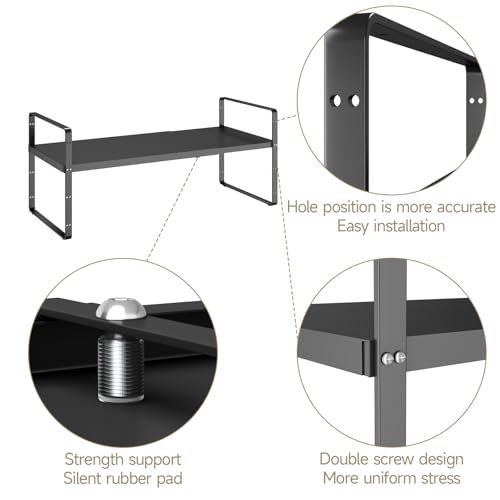 16.5~27.1" Expandable Shelf，1Pack 8.1" Wide Adjustable Height Cabinet Shelves，Black - color: Black, size: 1Pcs // 8''W