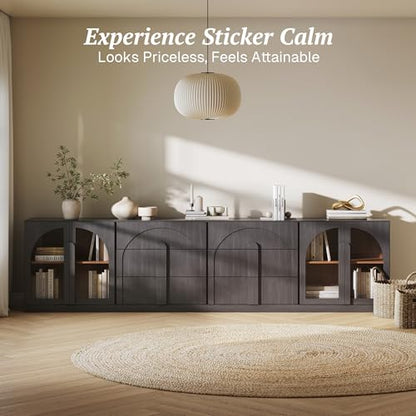 BELLEZE Bijou 4-Piece Modular Sideboard Buffet Cabinet - Ebony - color: Bijou Ebony Aacc
