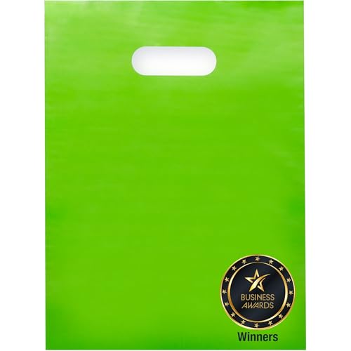 Choice Marts 100 Lime Green Plastic Bags With Handles 9x12 Merchandise Bags - color: Lime Green