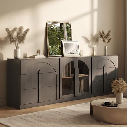 BELLEZE Bijou 3-Piece Modular Sideboard Buffet Cabinet - Ebony - color: Bijou Ebony Acc