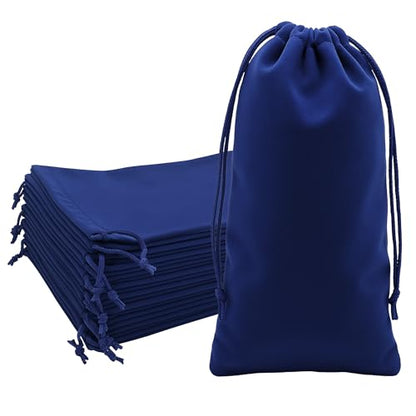 Mandala Crafts 4x10 Navy Blue Velvet Drawstring Bags for Wine Bottle - color: Navy Blue 4X10 Inches, size: 1 Count (Pack of 50)
