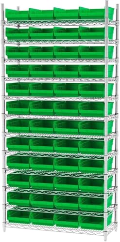 Akro-Mils 30150 Heavy Duty Plastic Shelf Bins, 12"x 8"x 4", Clear, 12-Pack - color: Clear