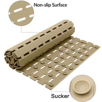 BEMISO Shower Mat Non Slip Bathtub Mat 37.4 x 15.7 Inch Bath Mat for Tub - color: Brown, size: 37.4 x 15.7 inches