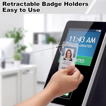 2 Pack Retractable Badge Reels with Side Thumb Slots Vertical Id Holders - style: 2 Set Side Thumb Slots