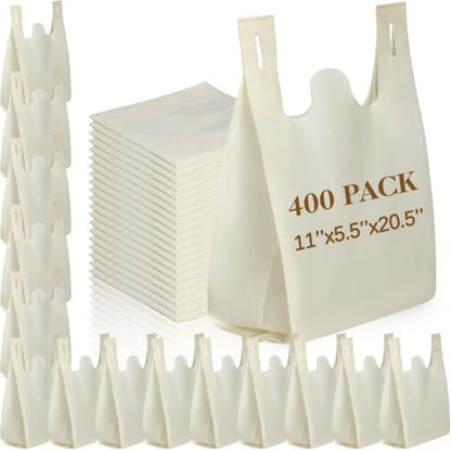 Windyun Large Grocery Bags Bulk Non Woven Totes - color: Beige