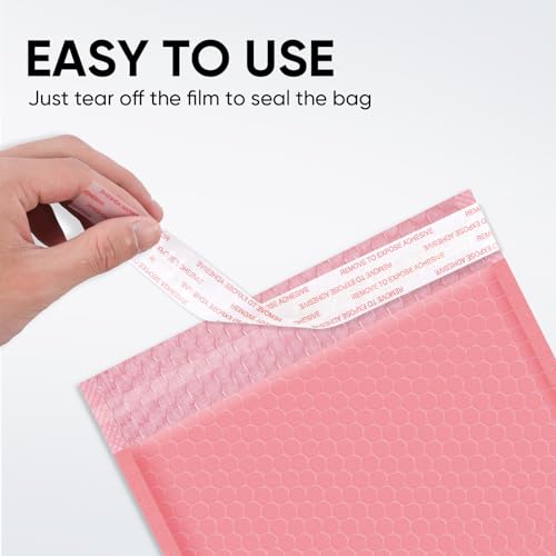 CHMI Pink Bubble Mailers 8.5 x 12 Inch 100 Pack, Usable Size 8.25X12 Inch Poly Mailers,Mailing Envelopes,Shipping Mailer，Opaque Self Seal Adhesive Waterproof Bags for Packaging and Shipping.