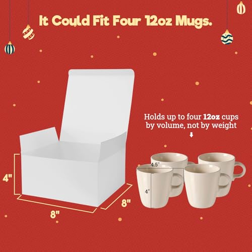 MESHA 8x8x4 Gift Box 50 Pack White Gift Boxes with Lids for Present Bulk - color: White 8x8x4, size: 1 Count (Pack of 50)