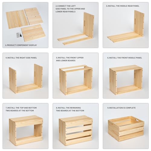 Extra Large Pine Wood Crates ，Unfinished Wooden Storage Crates For Display