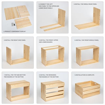 Extra Large Pine Wood Crates ，Unfinished Wooden Storage Crates For Display