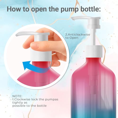 Empty Plastic Bottles with Pump Dispenser, 500ml Gradient Bottle, 3 Pack - color: Gradient, size: 3 Pack