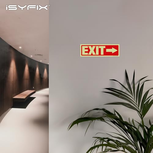 iSYFIX Exit Stickers Signs Directional Right Arrow 2 Pack 12x4 Inch - color: Sticker Right Glow, size: 2 Pk 12x4