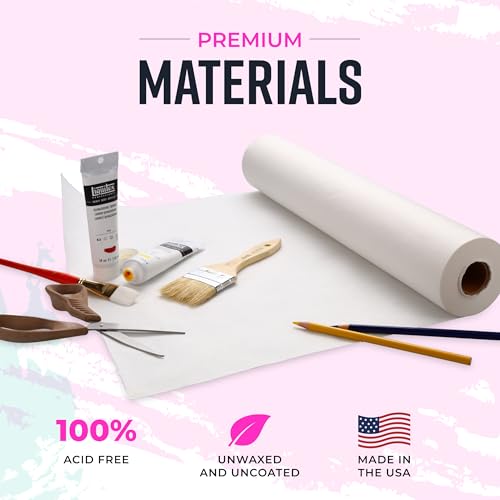 Bryco Goods 36" x 2400" (200') White Kraft Paper Roll - Made in USA - Craft Paper for Bulletin Board Art Table Covering Drawing Gift Wrapping Bouquet Packing Parcel 80GSM - color: White, size: 36" x 200'