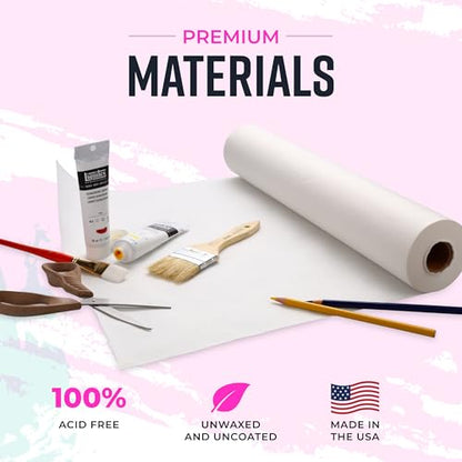 Bryco Goods 36" x 2400" (200') White Kraft Paper Roll - Made in USA - Craft Paper for Bulletin Board Art Table Covering Drawing Gift Wrapping Bouquet Packing Parcel 80GSM - color: White, size: 36" x 200'
