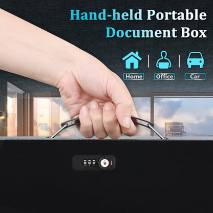 Dalmbox Fire Resistant Document Lock Box Safe Dual Key & Combo, Black - color: BLACK DUAL LOCK, size: X-Large