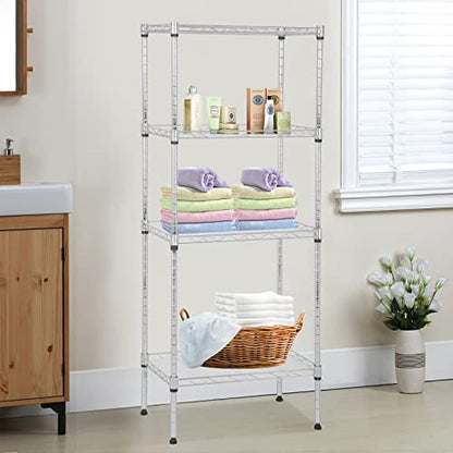 4 Tier Storage Shelves, Adjustable Wire Shelf Rack 18 x 12 x 44 - color: Chrome, size: 11.4"D x 17.3"W x 43.9"H