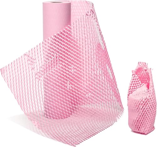 Honeycomb Packing Paper, Pink 10" x 450'' Packing Paper, Wrapping for Moving Shipping Packaging, Recyclable Moving Supplies (pink, 10" x 450'') - color: pink, size: 10" x 450"