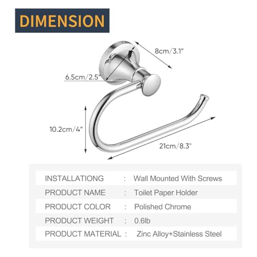BESy Toilet Paper Holder Wall Mount Bathroom Tissue Holder Polished Chrome - color: Polished Chrome