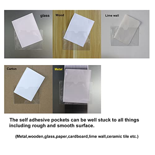 Adhesive Clear Pockets,Self Adhesive Clear Label Pockets Adhesive Card Folder Plastic Pockets Holders Sleeves for Index Cards Planners Cabinet Shelves Photo Cd,10Pieces(150x95mm) - size: 5.91"x3.74"(150x95mm)---10PCS