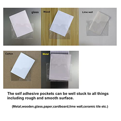 Adhesive Clear Pockets,Self Adhesive Clear Label Pockets Adhesive Card Folder Plastic Pockets Holders Sleeves for Index Cards Planners Cabinet Shelves Photo Cd,10Pieces(150x95mm) - size: 5.91"x3.74"(150x95mm)---10PCS