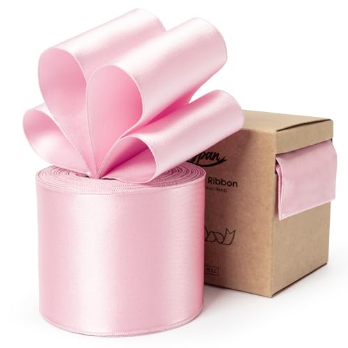 Keypan Pink Satin Ribbon Double-Faced Wired 2-1/2 Inch x 10 Yards - color: Pink, size: 2-1/2"