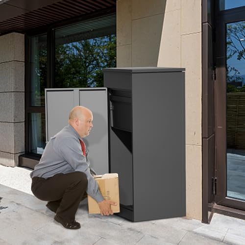 Package Delivery Boxes for Outside,Large Mailbox for Parcel, Anti-Theft Parcel Mailbox with Coded Lock, Wall Mounted Waterproof Home Parcel Box for Porch Yard, Galvanized Steel (19.7”x16.1”x50”) - size: 19.7”x16.1”x50”