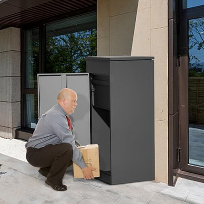 Package Delivery Boxes for Outside,Large Mailbox for Parcel, Anti-Theft Parcel Mailbox with Coded Lock, Wall Mounted Waterproof Home Parcel Box for Porch Yard, Galvanized Steel (19.7”x16.1”x50”) - size: 19.7”x16.1”x50”